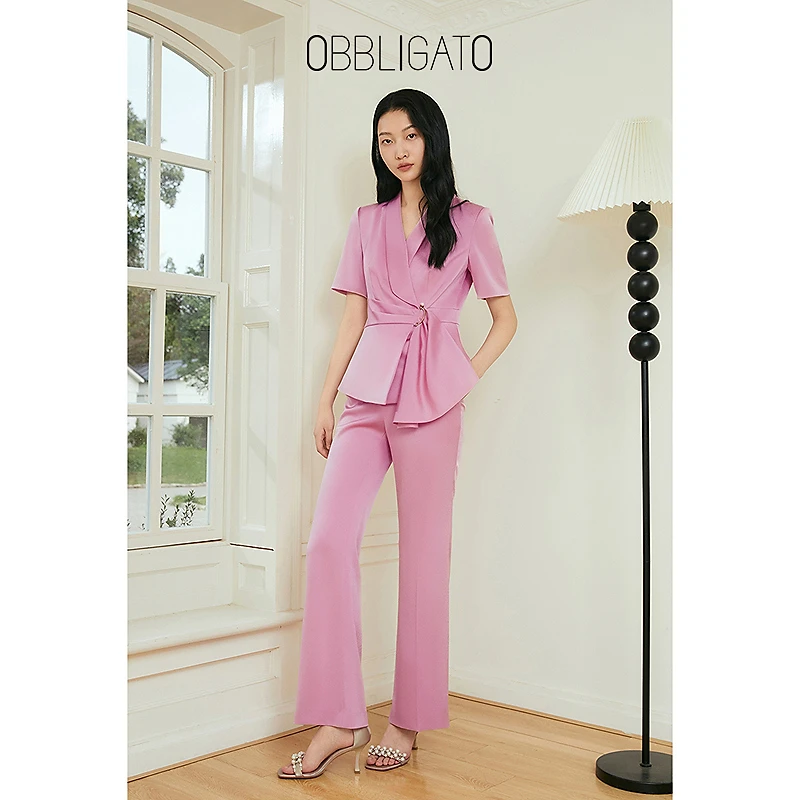 OBBLIGATO奥丽嘉朵2025夏季新品1C35270010/1C35220020不对称上衣