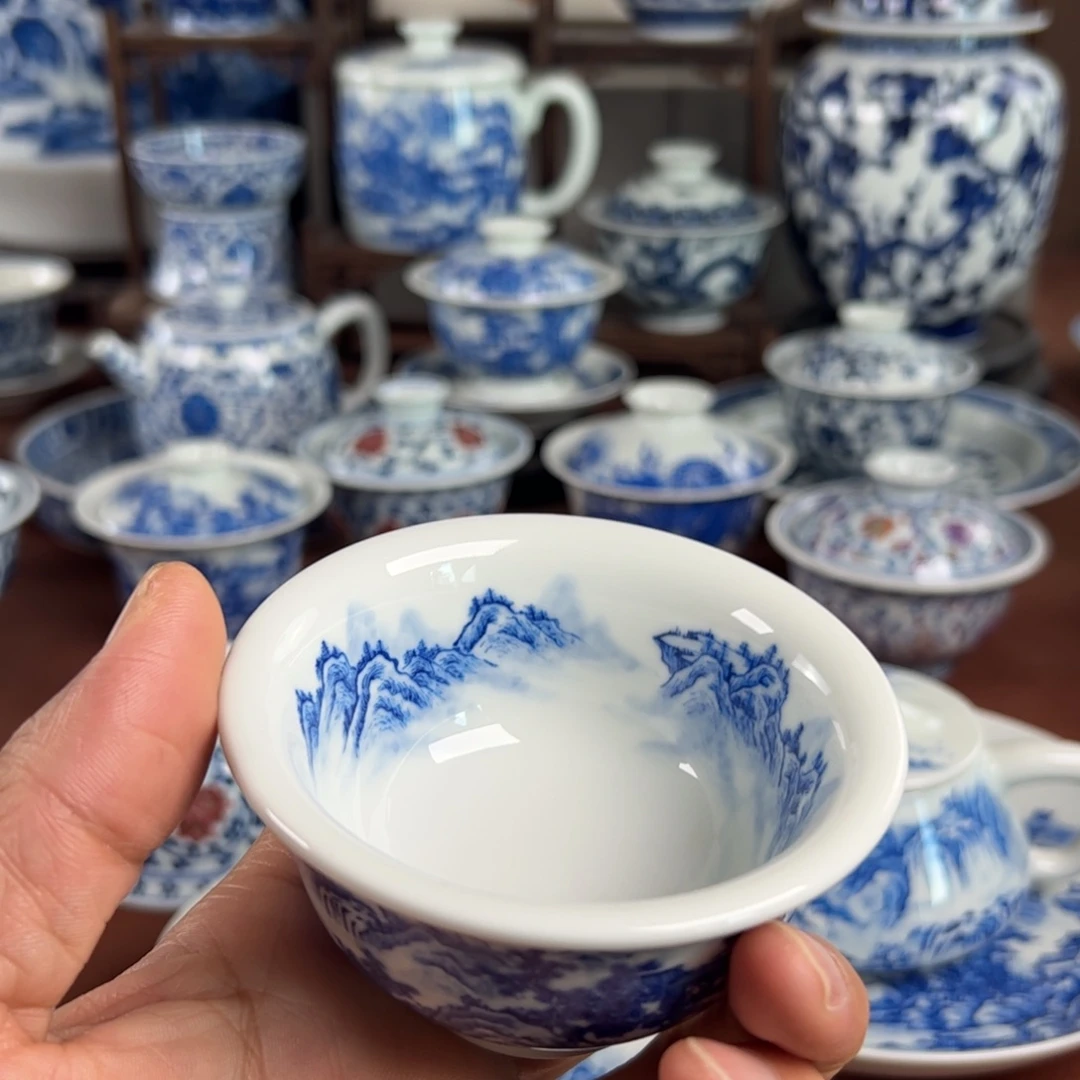 已***置陶瓷茶具青花山水