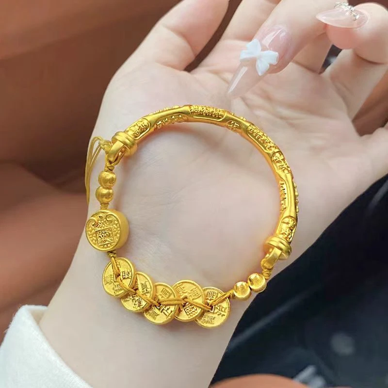 铜合金手链 铜合金吉言五帝币半镯手链