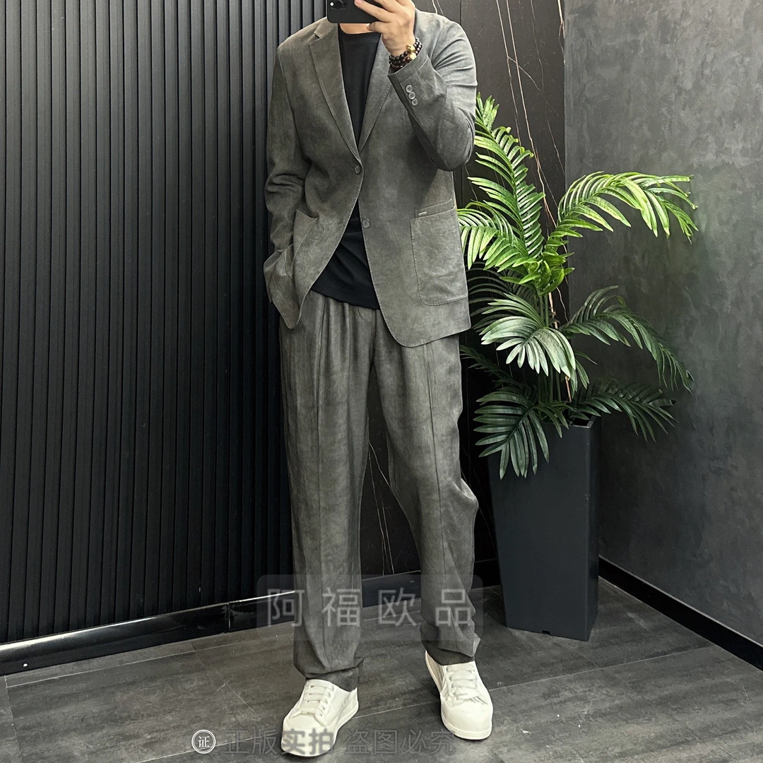 【阿福欧品】男士净奢扎染天丝绵羊毛西服套装