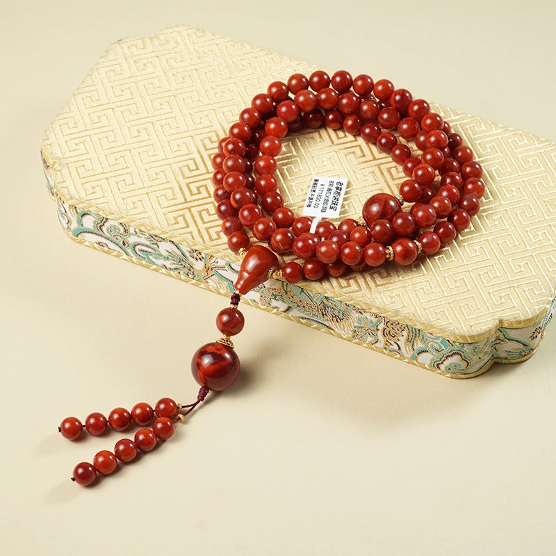 【老掌柜讲珠宝】南红火焰纹108项链/M022243