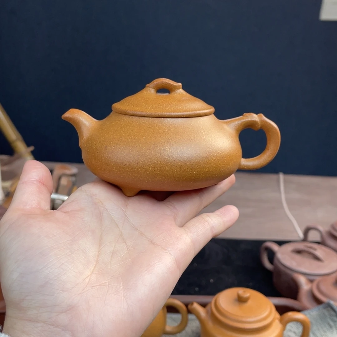 紫砂茶壶半手工老宕口黄金段简瓢170cc
