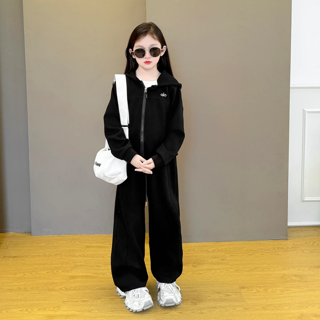 女童春秋2025新款韩系卫衣阔腿裤洋气炸街秋季休闲运动时尚套装潮