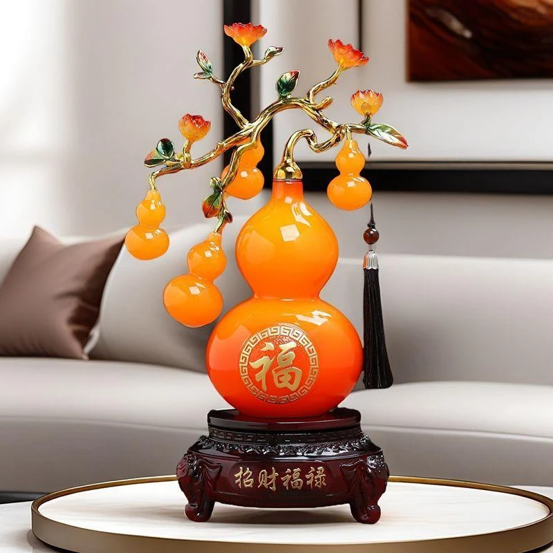 新中式纯手工葫芦招财摆件柿柿如意祝福乔迁高端装饰