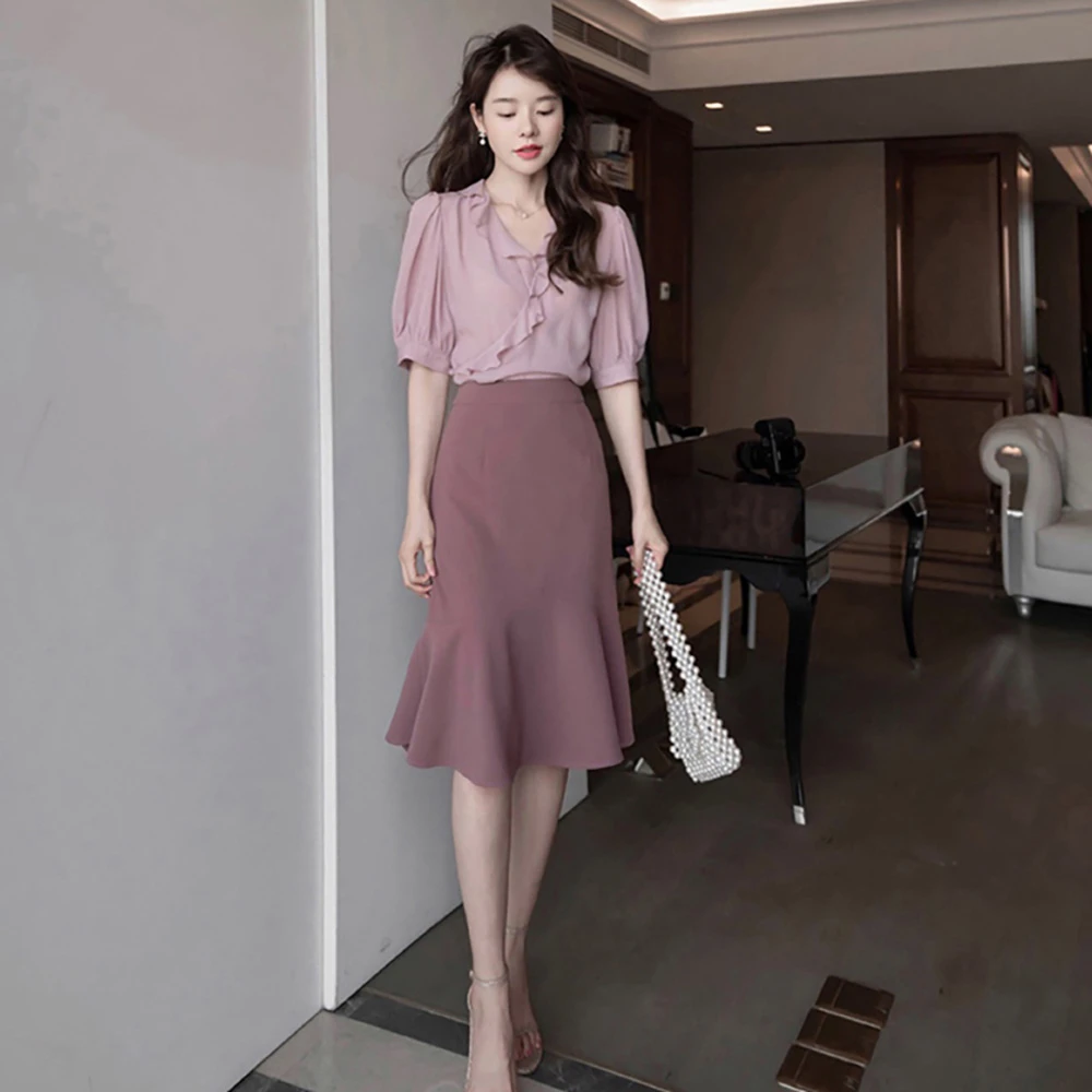 夏季新款女装时尚穿搭轻熟风显瘦两件套装半身裙法式职业洋气通勤