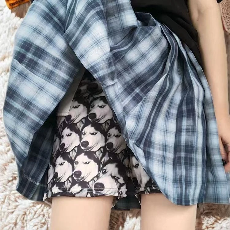新款JK打底裤安全裤睡裤女可外穿防走光偷窥搞笑大花布哈士奇二哈