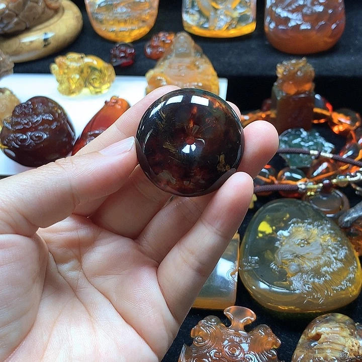 *****琥珀未镶嵌裸石溶洞平安扣吊坠