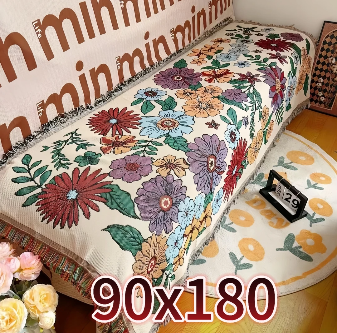 【90*180】复古田园风沙发巾全盖巾防滑坐垫直排沙发套±5cm-2