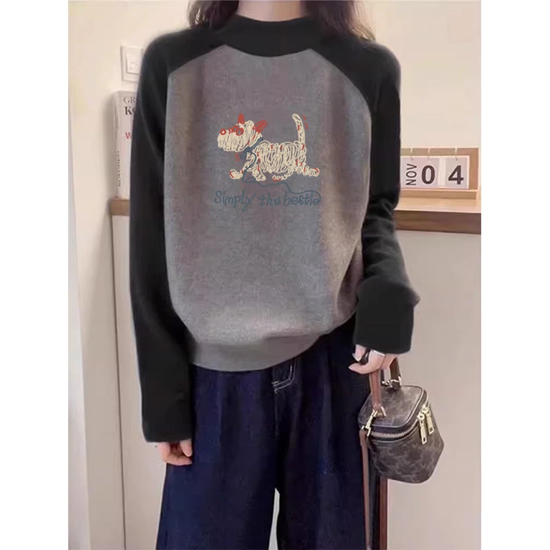 德绒打底衫女2025新款半高领长袖上衣插肩袖时尚洋气加厚上衣秋冬