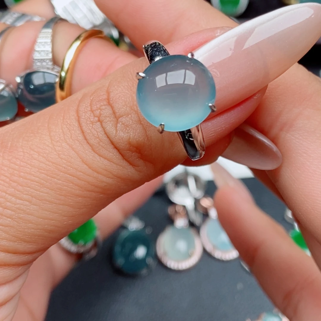 翡翠戒指银S925镶嵌怪**德2245