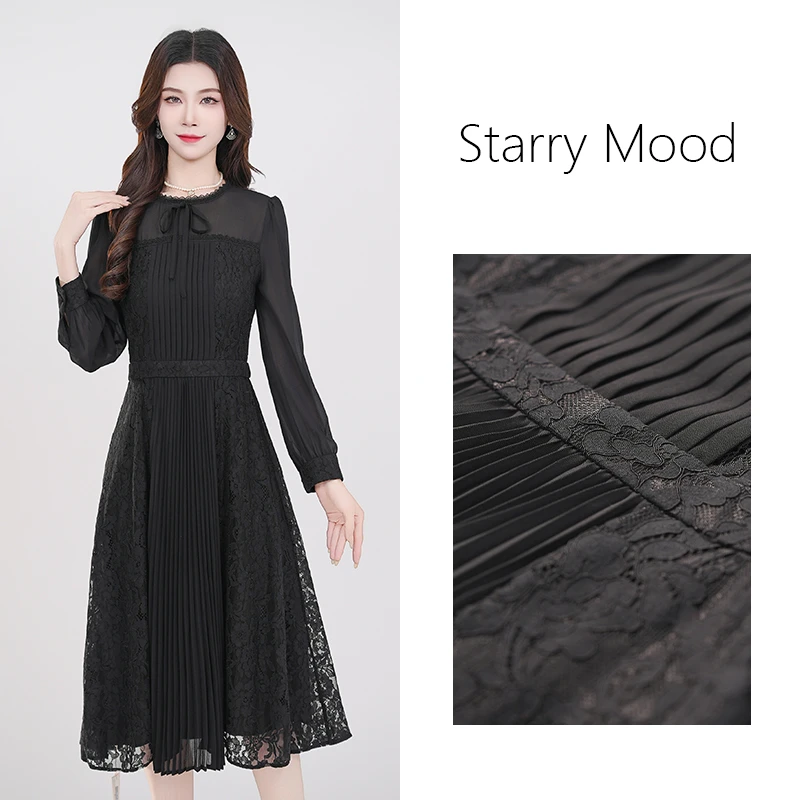 【星晴名品】2025黑色尤莱特穿搭时尚气质显瘦轻奢长裙连衣裙