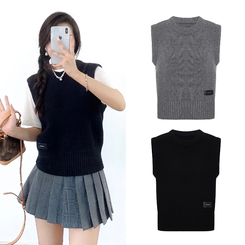 9301【M】毛衣背心2025春新品山羊毛绵羊毛粗纺时尚无袖背心内搭女