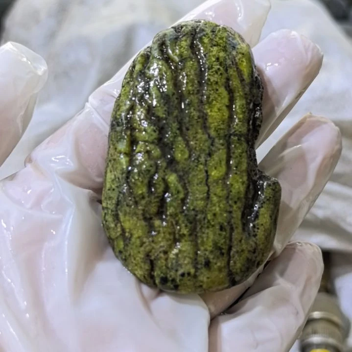 用***3有机玻璃藏玉药王石原石手把件