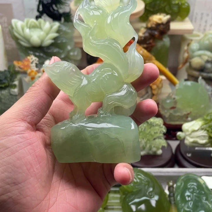 蛇纹石玉未镶嵌四大名玉手把