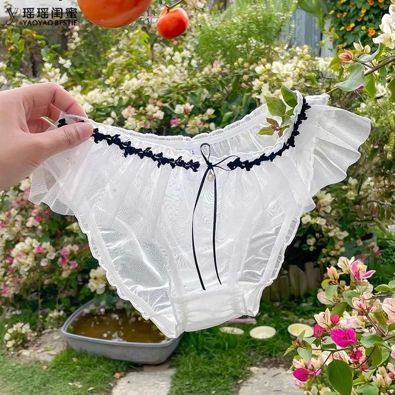 瑶瑶闺蜜女生蕾丝网纱透气性感纯欲小仙女粉色低腰裙摆诱惑三角裤