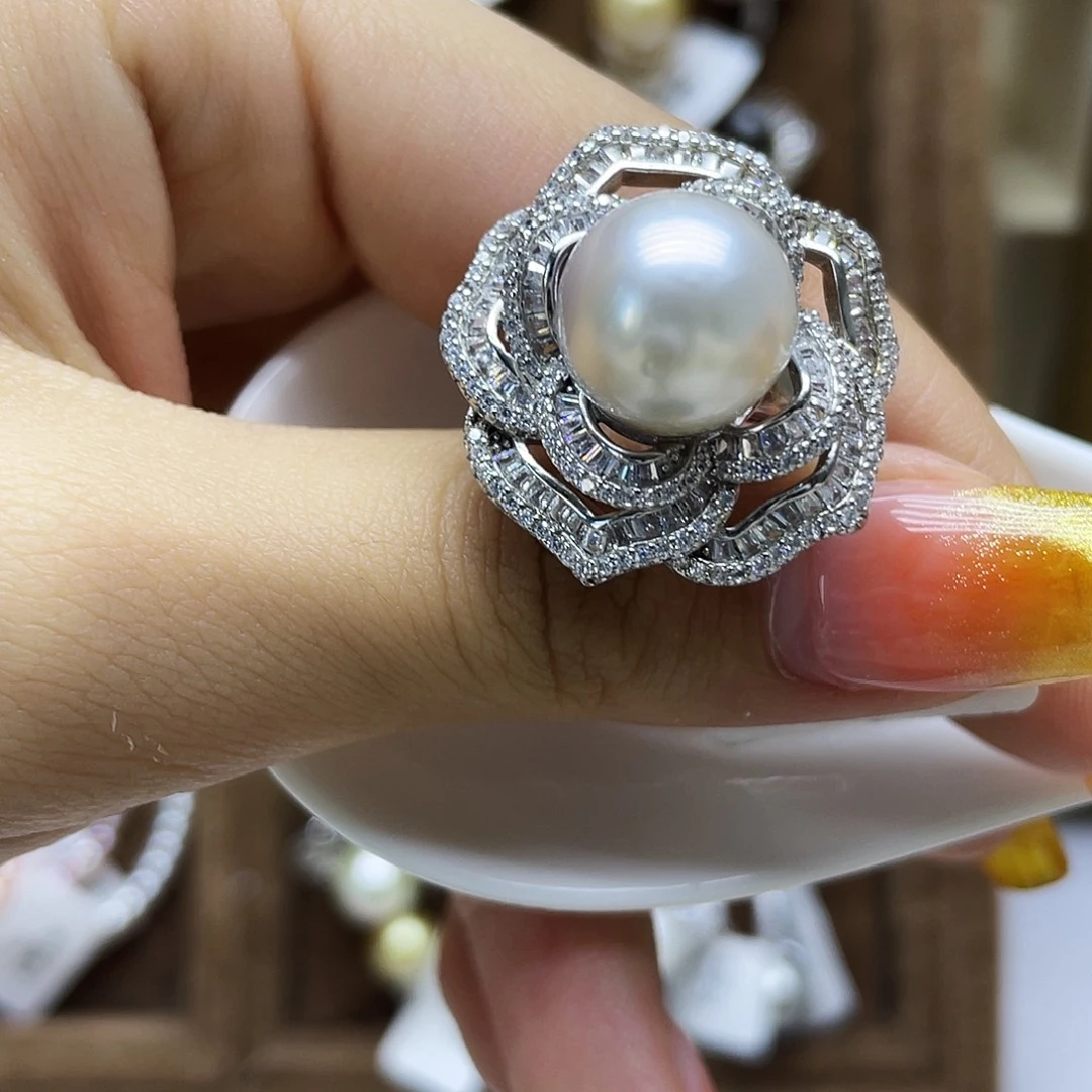 银S925镶嵌海水珍珠戒指
