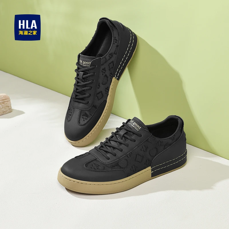 海澜之家鞋子男款2025夏季爆款印花德训鞋拼色低帮透气板鞋休闲鞋