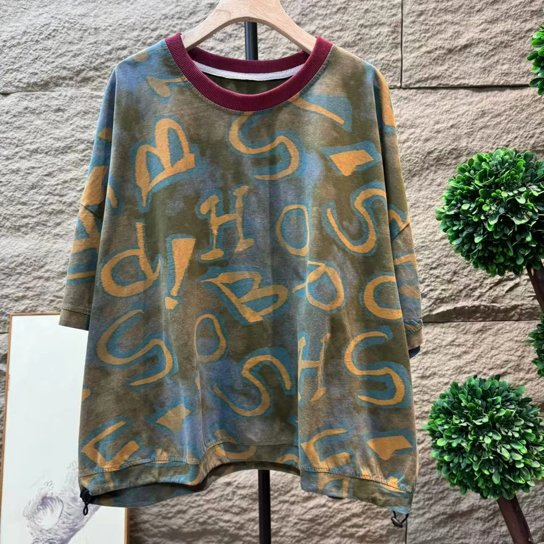 13097新款夏季休闲减龄碎花简约圆领T恤