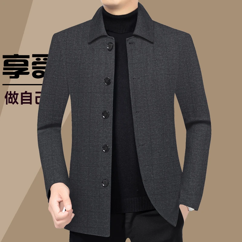 中老年男装中长款外套传奇保罗男士翻领夹克衫宽松版50岁60爸爸装