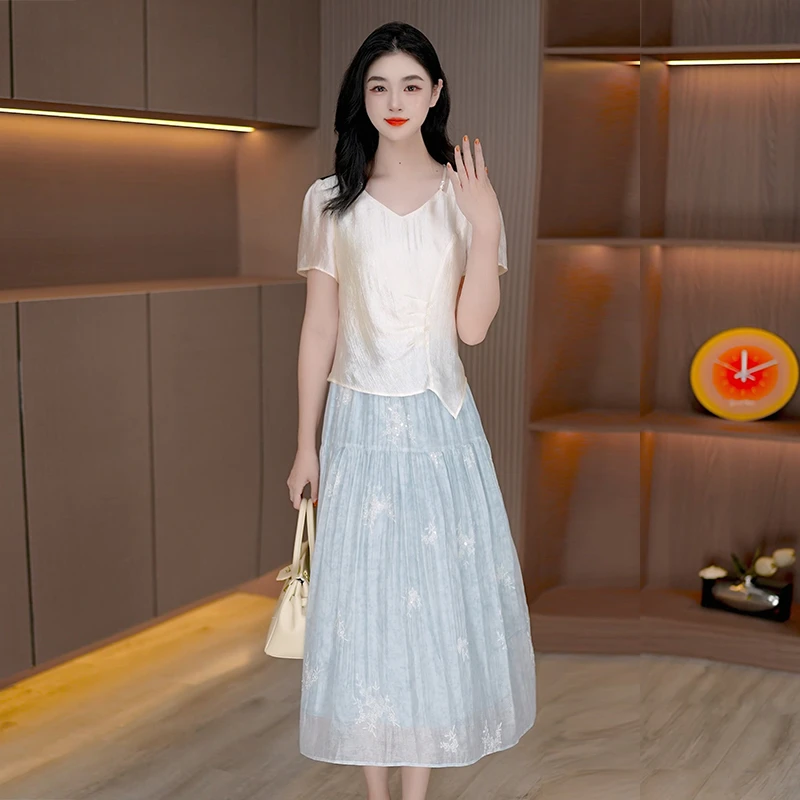 气质连衣裙夏季新款拼接拼色裙子中长款裙