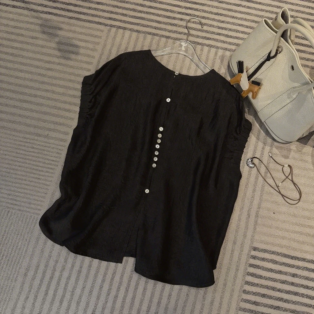 甜美可爱风格衣服短袖知性风衣服圆领无袖T恤