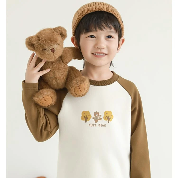 YOEHYAUL/幼悠冬一波【小熊牧场】男童萌帅撞色插肩袖打底衫 N6817