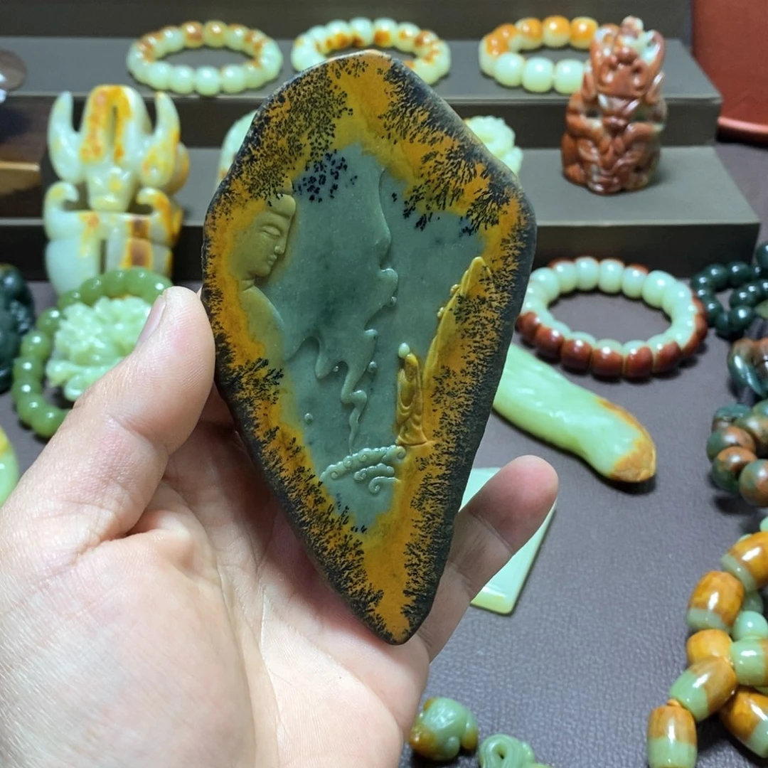 岫岩河磨玉（透闪石质玉）一心向佛，小摆件未镶嵌
