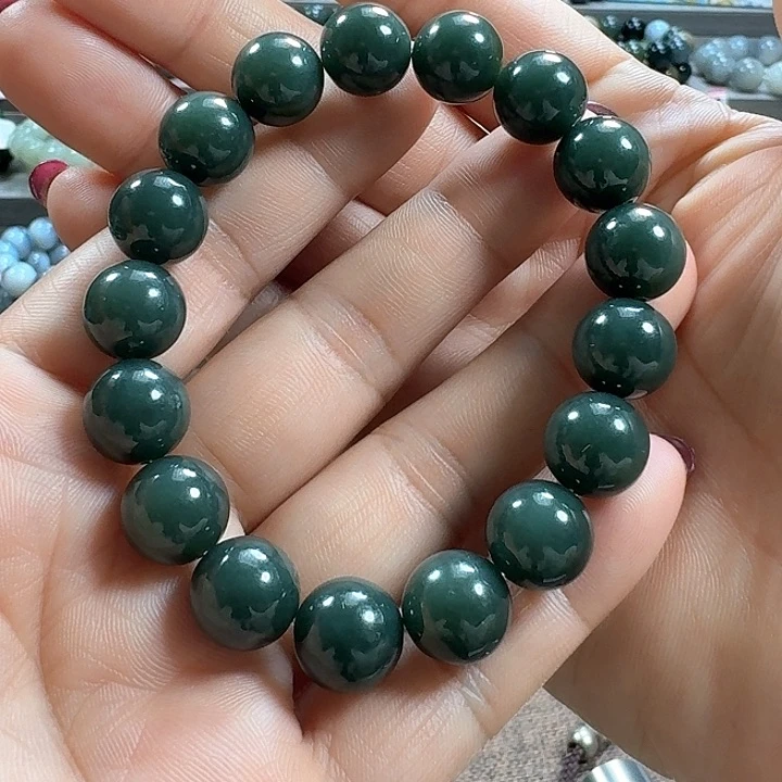 和田玉手链未镶嵌新疆且末蓝卡12