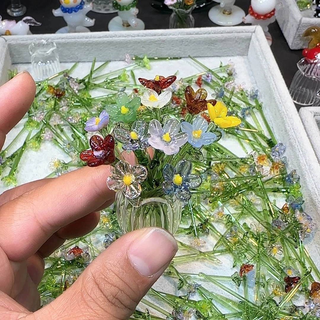 琉璃手工艺品大满贯13朵花随机
