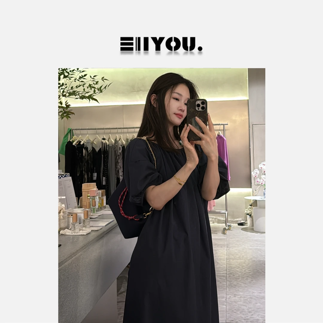 【ENYOU定制】清冷感 藏蓝色连衣裙