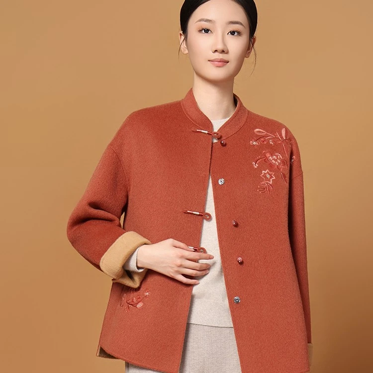 老美华冬季女士加大加小新中式优雅日常气质外套434212022