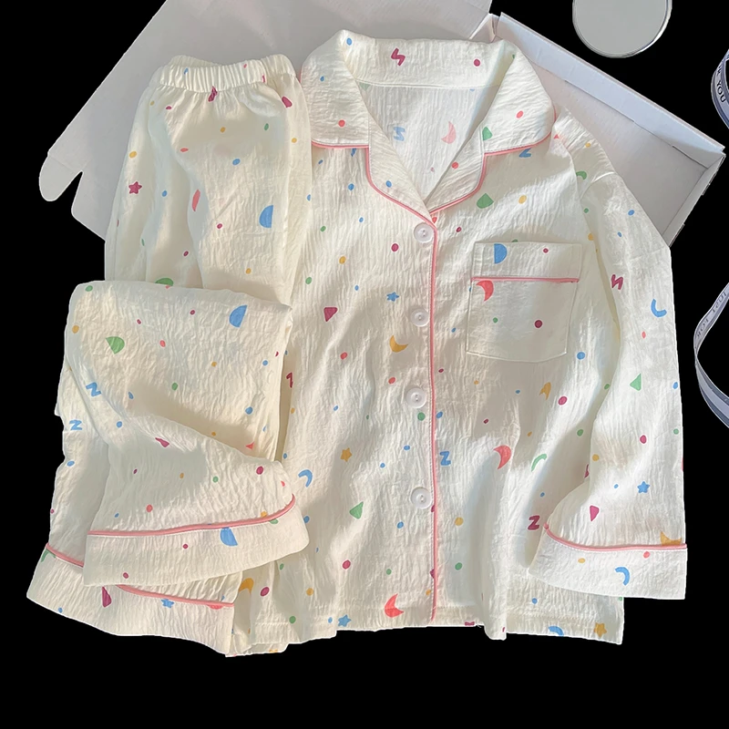 云朵棉春秋长袖长裤女童家居服套装薄款欧若精灵风宝宝居家睡衣