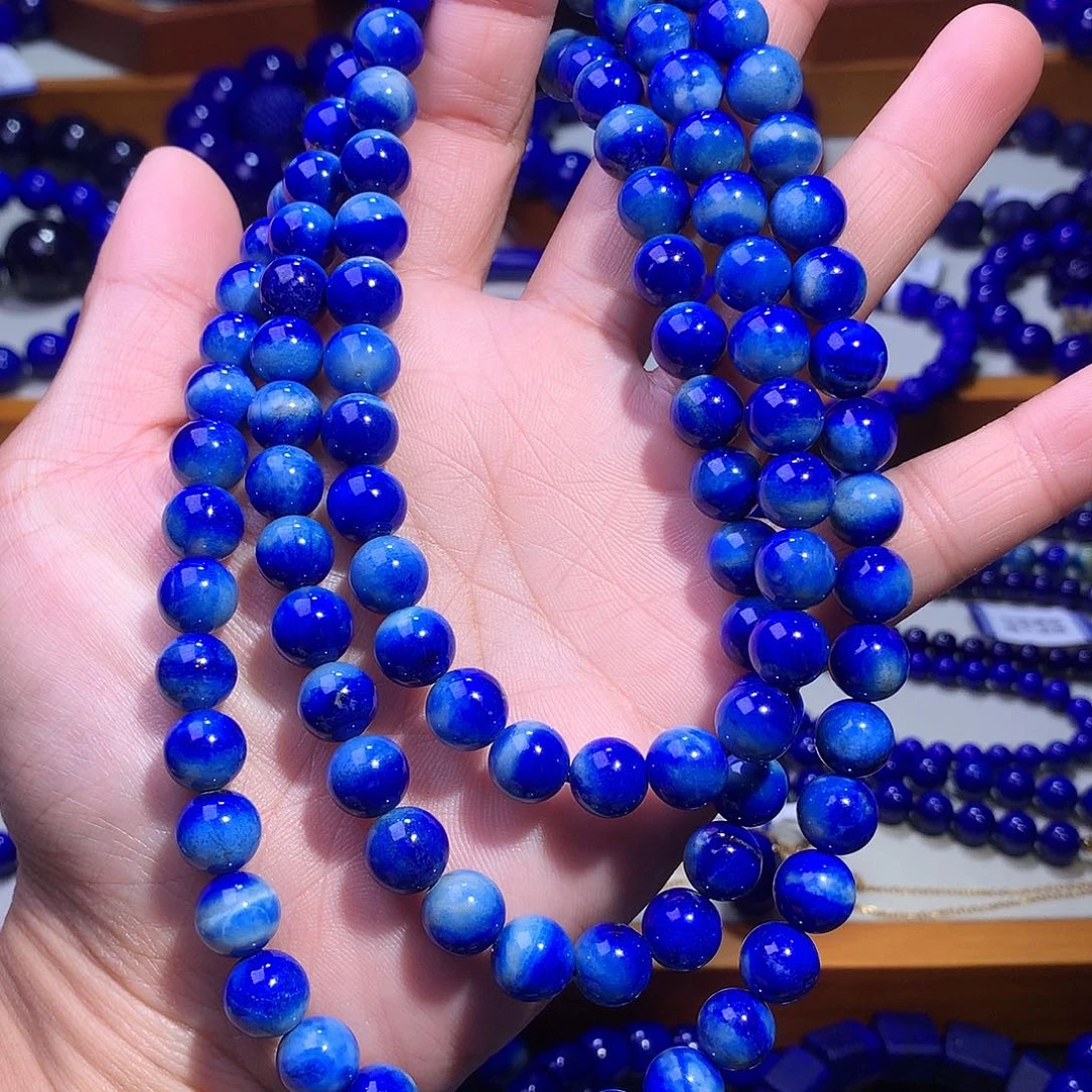 青金石未镶嵌手串8.6m天花板玉化料108佛珠10614