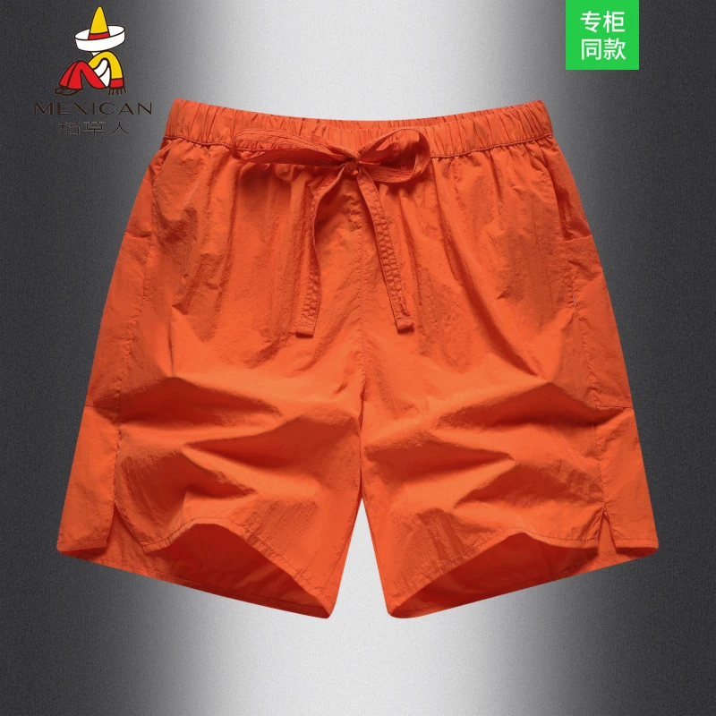 Mexican/稻草人夏季新款男士宽松薄款冰丝速干冰感短裤运动五分裤