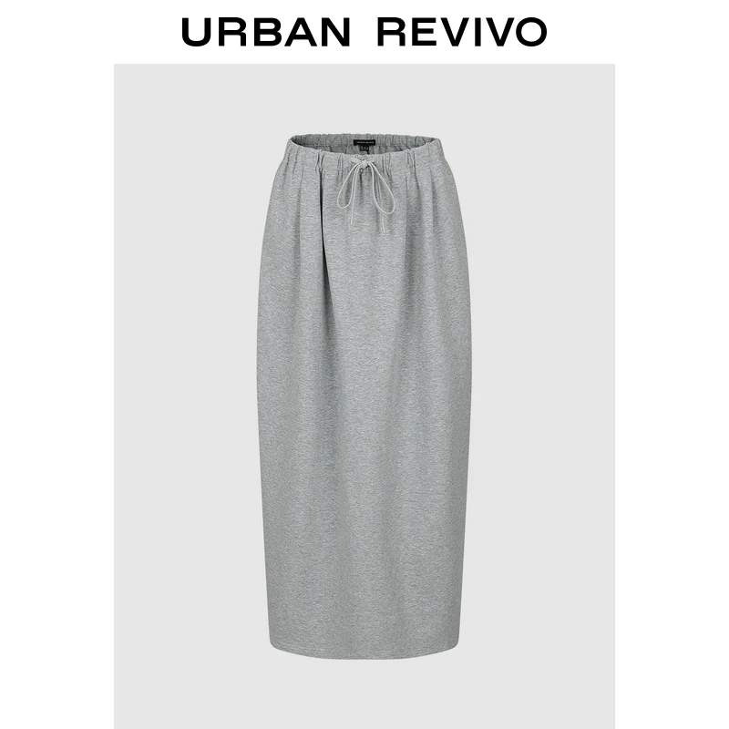 UR2025秋季新款女魅力气质日常褶皱系带开衩半裙UWG550121