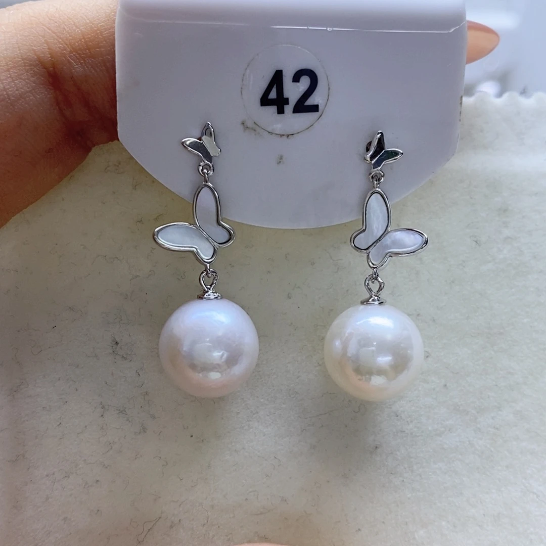 淡水珍珠耳饰银S925镶嵌
