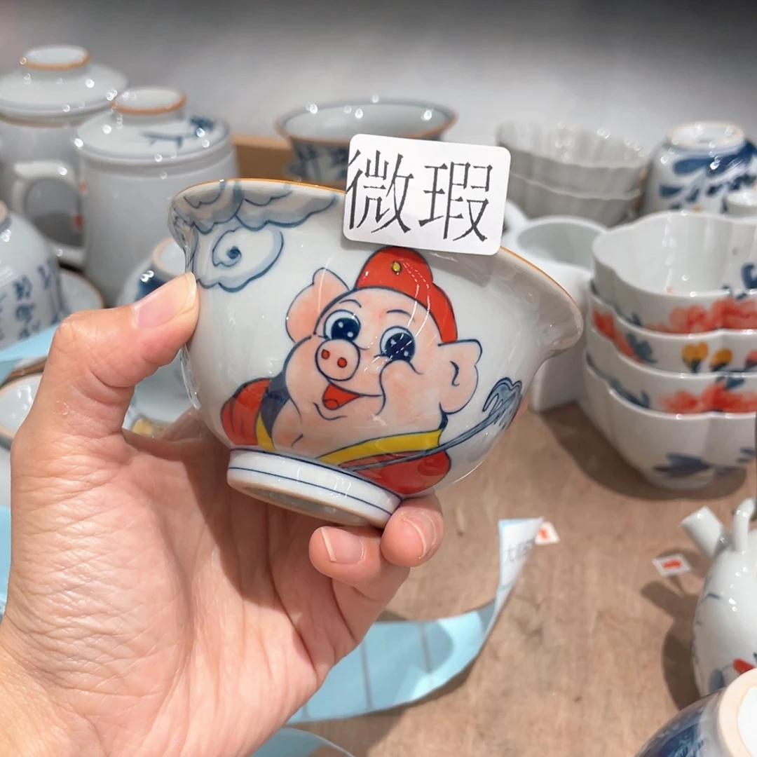 釉下手绘茶具微瑕