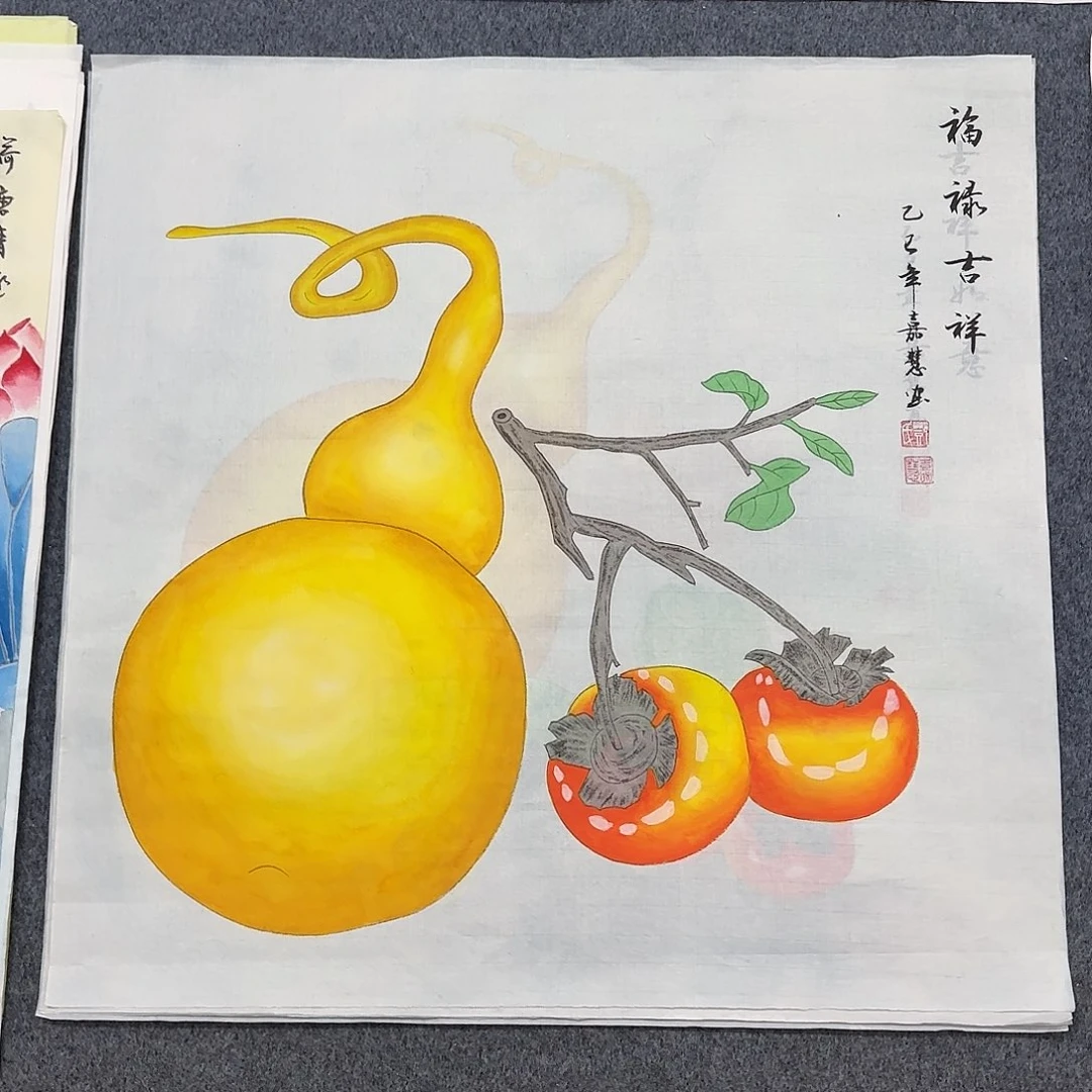 国画尺寸70X70手绘作品