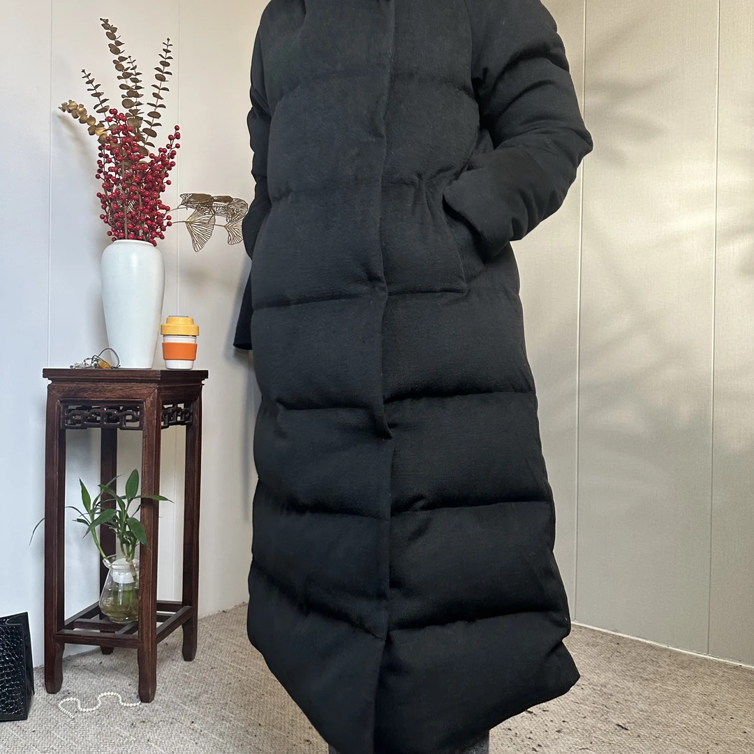 高端新款长款连帽羊毛鹅绒服（尽量干洗）