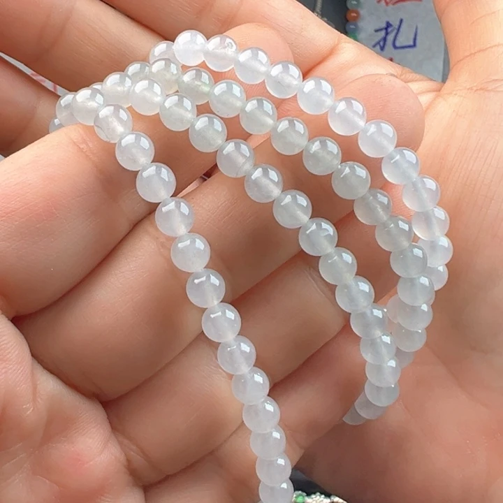 定制翡翠未镶嵌5.2mm冰种完美长项链