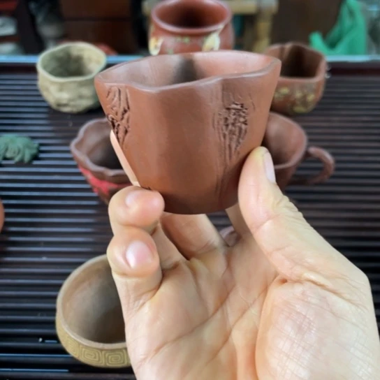 紫砂茶杯手捏杯100毫升底槽清泥料
