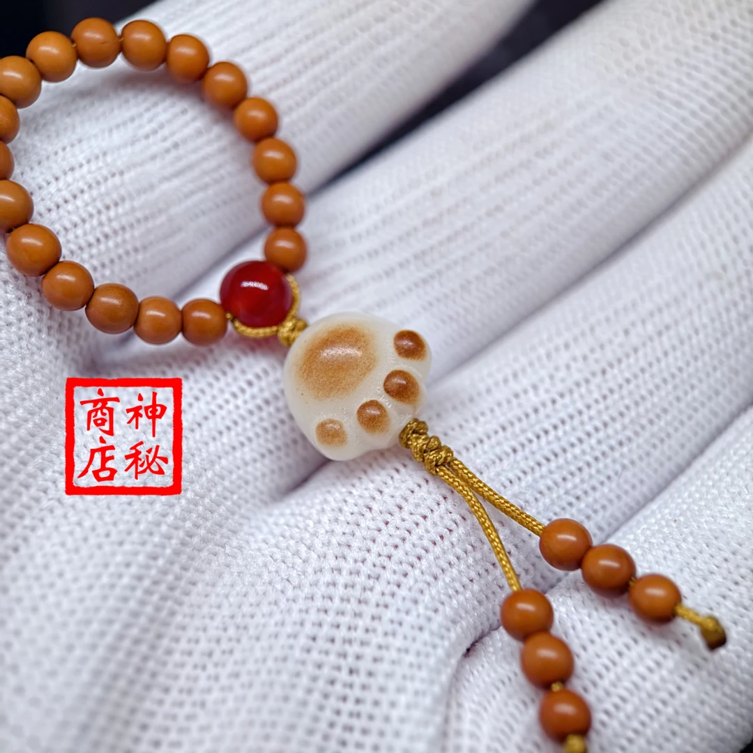 神秘核雕炭烧猫爪指尖绕指柔小手捻橄榄核文玩小手串念珠可盘玩女