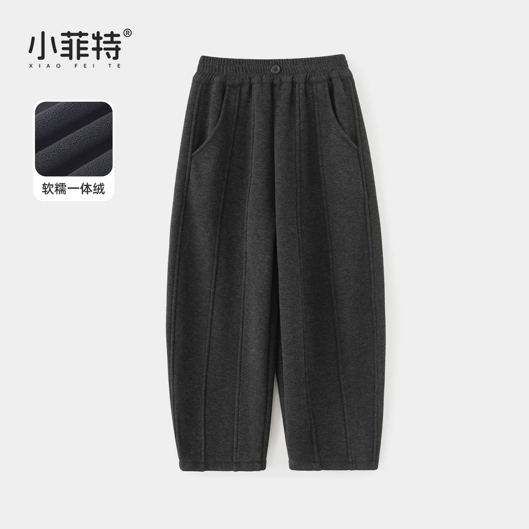 小菲特女童冬装加绒卫裤中大童保暖弯刀裤儿童加厚裤子HNKD57631