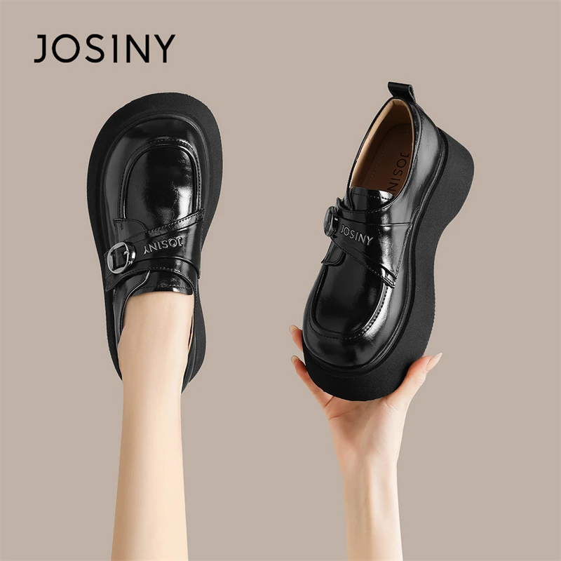 卓诗尼品牌潮流厚底乐福鞋2025秋新款增高显示休闲百搭软底妈妈鞋