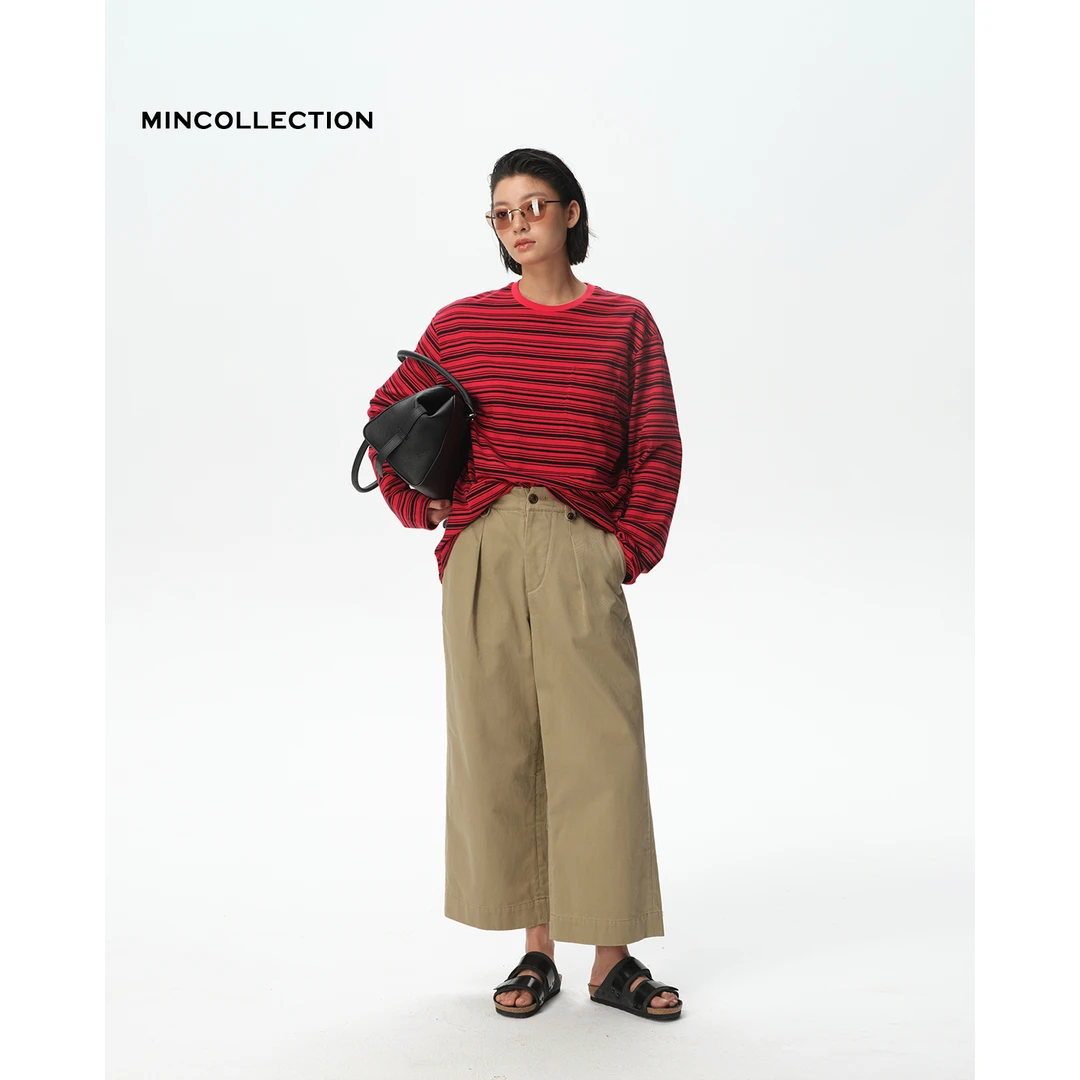 DE Mincollection纽扣裤/日系工装排扣门襟棉质侧腰扣九分裤40138