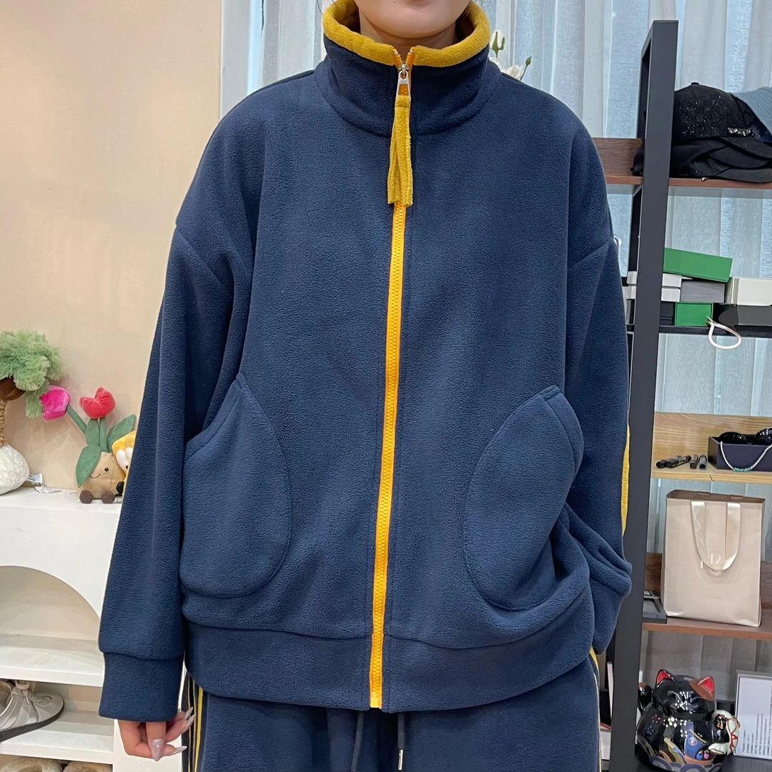 1266韩版加厚撞色套装拉链开衫十贴条校服裤女