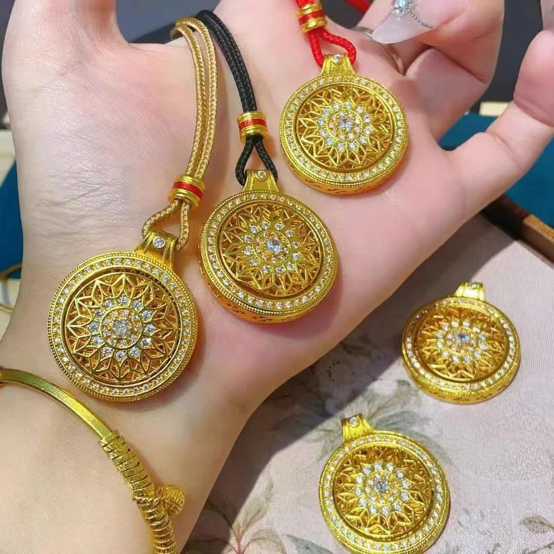 吊坠足银 足银窗花八宝罗盘吊坠百搭精美时尚