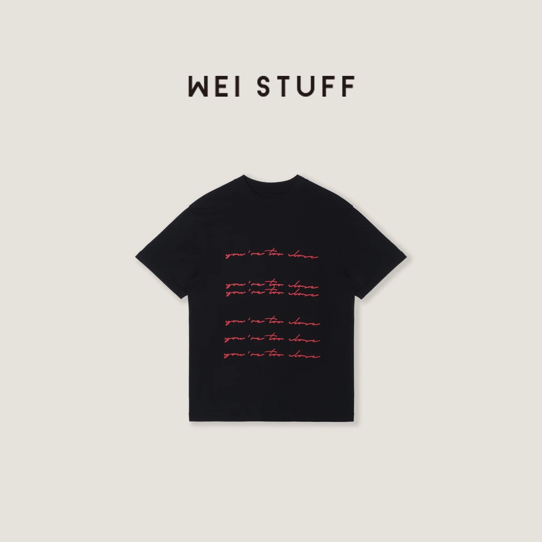 WEI STUFF  “休闲时光” 时尚舒适100棉宽松圆领印花短袖T恤 8675