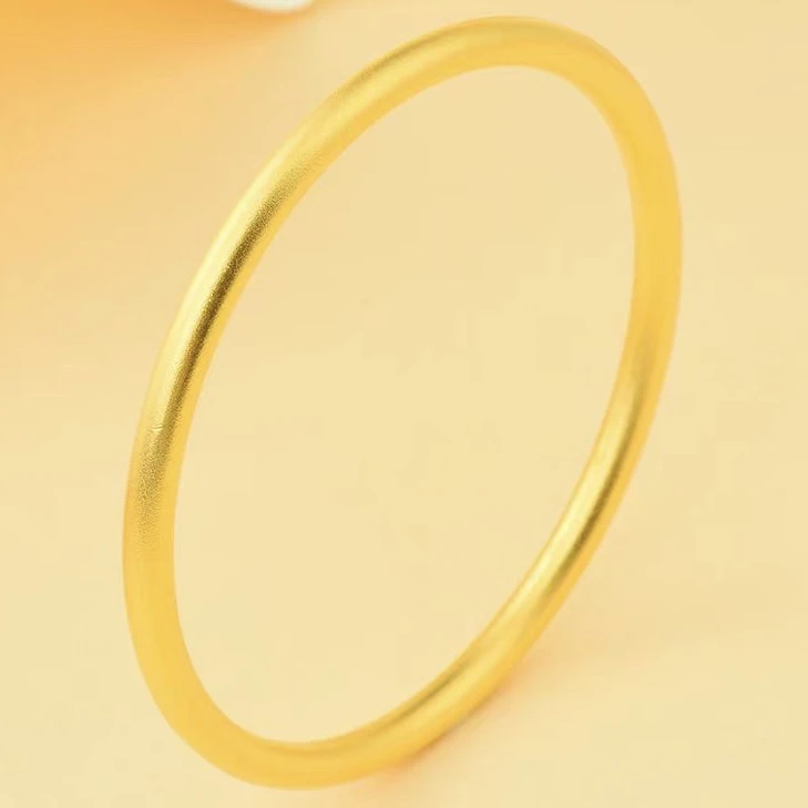 足银手镯 古法磨砂圆条银制品手镯 实心素圈 女士经典时尚百搭