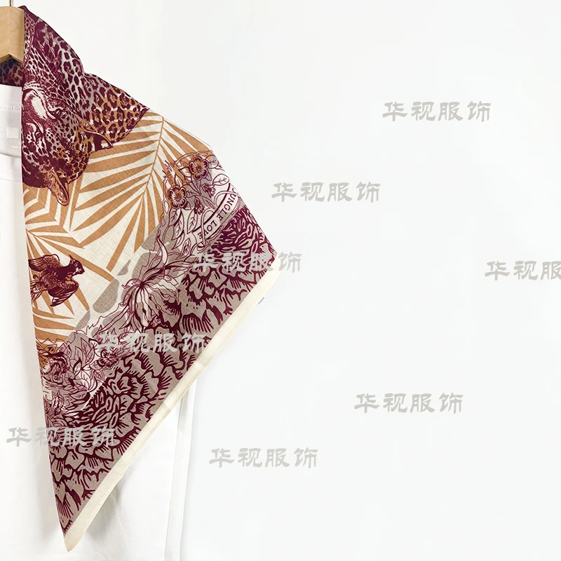 【丛林花豹】2025秋冬新款复古双面异色磨毛柔软65方巾围巾厚保暖